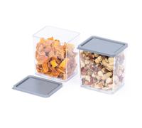 LIVIVO 2pc Stacking Food Storage Containers Set with Fitted Airtight Grey Lids Space-Saving Tubs for Organising Cereals, Pasta, Rice Lunch Snack Box Kitchen BPA Free Portion Control (615ML)
