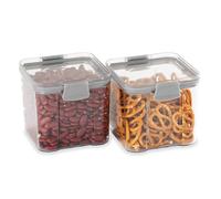 LIVIVO 2pc Stacking Airtight Food Storage Containers Set Space-Saving Tubs for Organising Cereals, Pasta, Rice Lunch Snack Box Kitchen BPA Free Kitchen Organiser (700ml)