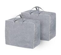 Livivo 75L Storage Bags Set Of 2 Clothes Duvet Storage Bags With Handles Underbed Foldable Storage Solution In Grey Grey