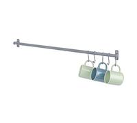 LIVIVO 79cm Wall Mounted Hanging Rail with 5 S Hooks - Heavy Duty Kitchen Utensil Rack for Pots, Pans, Towels, Tools, Coats - Steel Organizer for Kitchen, Hallway, Bathroom, Utility Room (Grey)