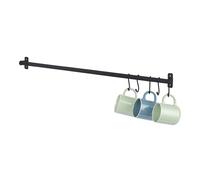 Livivo 79Cm Wall Mounted Kitchen Hanging Rail With 5 S Hooks Black