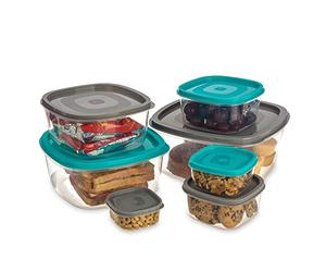 LIVIVO 7pc Stacking Food Storage Containers Set with Fitted Colourful Lids for Freshness, Space-Saving Tubs for Organising Cereals, Pasta, Rice and Other Dry Goods, Craft Materials etc