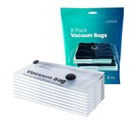 LIVIVO Pack of 8 Premium 50x70cm Medium Vacuum Storage Bags - Airtight and Waterproof Space Saving Compression Pouches - Store Clothing, Duvets, Bedding, Pillows, Curtains & More (Black)
