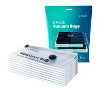 LIVIVO Pack of 8 Premium 50x70cm Medium Vacuum Storage Bags - Airtight and Waterproof Space Saving Compression Pouches - Store Clothing, Duvets, Bedding, Pillows, Curtains & More (Black)