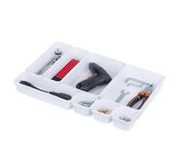 LIVIVO 8pc Interlocking Drawer Organiser Set - Versatile White Plastic Storage Trays for Desk, Makeup, Jewellery, Clothing and Home Drawer Organisation