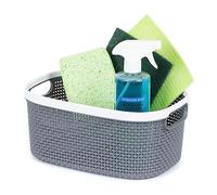 LIVIVO 8L Plastic Woven Storage Basket Kovan - Stackable BPA-Free Small Organiser Bin for Kitchen, Bathroom, Bedroom, Office, Makeup, Toys & Drawers - Durable PP Plastic with Handles