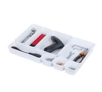 LIVIVO Desk Drawer Organiser Tray Set - 8 Pack Multi-purpose Shallow Drawer Organisers for Makeup Jewelry Stationery - Stackable Small Drawer Organiser Dividers for Vanity Bathroom Home Office - White