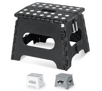 LIVIVO 9" Folding Step Stool - Lightweight Foldable Step Stool for Adults and Kids, 150kg Capacity Folding Stool with Carry Handle for Easy Storage, Small Foldable Stool for Kitchen, Bathroom - Black