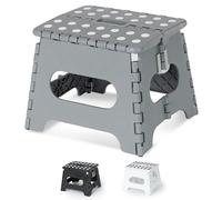 LIVIVO 9" Folding Step Stool - Lightweight Foldable Step Stool for Adults and Kids, 150kg Capacity Folding Stool with Carry Handle for Easy Storage, Small Foldable Stool for Kitchen, Bathroom - Grey