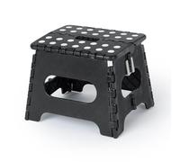 LIVIVO 9" Folding Step Stool - Lightweight Foldable Step Stool for Adults and Kids, 150kg Capacity Folding Stool with Carry Handle for Easy Storage, Small Foldable Stool for Kitchen, Bathroom - Black