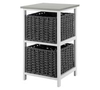 Livivo Bedside Table Storage Cabinet W/ 2 Drawers Wicker Baskets - Fully Assembled, Great For Living Room, Office, Home & Bedroom