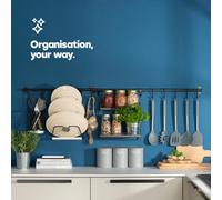 Livivo Black Kitchen Hanging Rack Fold Away Storage Shelf Organiser