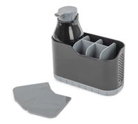 Livivo Black Sink Organiser With Soap Dispenser And Drain Tray