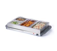 Livivo Buffet Server And Plate Warmer 4 Tray Food Warmer With Adjustable Temperature And Lids For Parties In Metallic Silver Metallic Silver