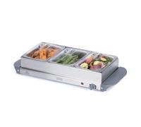 Livivo Buffet Server & Plate Warmer - 3 Tray In Metallic Silver Metallic Silver