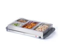 Livivo 4 Section Large Buffet Server And Plate Warmer - 1 Litre Trays Capacity, 270W, Adjustable Temperature & Cool Touch Handles