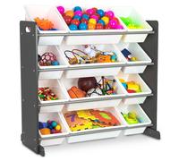 LIVIVO Children Plastic Bookshelf with 12 Containers in White LIVIVO White