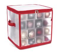 LIVIVO Christmas Bauble and Decoration Storage Cube with Padded Dividers for 64 Xmas Ornaments - Heavy Duty Folding 4 Layer Holder with Separators, Zipped Lid and Handles (Clear)