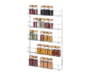 LIVIVO Chrome 5 Tier Spice Rack Wall or Door Mounted Kitchen Storage