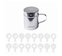 Livivo Cocoa Duster With 16 Coffee Art Stencils Stainless Steel Shaker