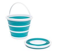 LIVIVO Collapsible Bucket - Large 10L Capacity Sturdy Silicone Foldable Bucket with Comfortable Grip Handle - Handy Folding Bucket, Neat and Space Saving Solution for Laundry, Car Wash (Turquoise)
