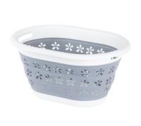 Collapsible Plastic Laundry Basket - Oval LIVIVO Grey One Size