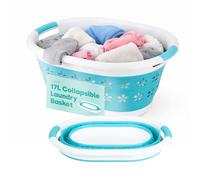 LIVIVO Collapsible Laundry Basket 17L - Foldable Laundry Basket with Handles, Space-Saving Pop Up Washing Basket - Multipurpose Laundry Hamper for Home, Dorms & Utility Rooms (Turquoise)