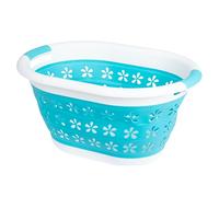 LIVIVO Collapsible Laundry Basket 17L - Foldable Laundry Basket with Handles, Space-Saving Pop Up Washing Basket - Multipurpose Laundry Hamper for Home, Dorms & Utility Rooms (Turquoise)