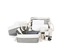 LIVIVO Decorative Canvas Storage Boxes - Foldable Fabric Storage Basket with Cotton Rope Handles - Storage Baskets Bedroom Organiser For Toys Clothes Towels Shelves Books (Grey, Set of 3)