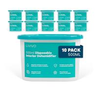 LIVIVO Dehumidifiers Disposable 500ml - 10-Pack Dehumidifiers for Home | Condensation Absorbers for Windows, Moisture Absorber, Mould Damp Trap - Interior Dehumidifier for Home, Wardrobe, Bathroom