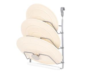 LIVIVO Dish Drainer Rack - Wall-Mounted Rail Shelf with Lid Holder, Plate & Bowl Stand, Cutlery & Utensil Organiser, Paper Towel Holder - Steel Kitchen Storage Rack (Grey, Modular Collection)