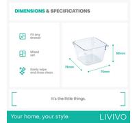 Livivo Drawer Desk Organiser Clear Plastic Storage Boxes