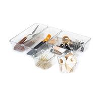 LIVIVO Drawer Desk Organiser Made From Clear Plastic Storage Box Divider For Makeup Stationary Utensils Tools in the Office Home Kitchen Garage Bedroom (6pc Mix)