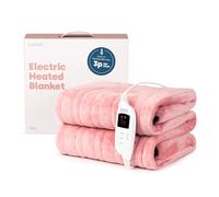LIVIVO Electric Heated Blanket, 160x130cm - Ultra Soft Fleece Electric Over Blanket Throw with 9 Heat Settings, Timer, Auto Shut-Off - Energy Efficient & Machine Washable - Pink