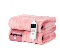 Livivo Electric Heated Fleece Over Blanket With Adjustable Digital Control & Safety Timer - Blush