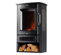 LIVIVO Electric Stove Heater Fireplace with Log Effect, 2000W, Independent Light and Heat Controls, Automatic Safety Cut-Out, Wide Panoramic Viewing Angle, Log Storage Compartment