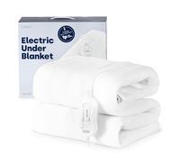 LIVIVO Electric Under Blanket, 135x120cm - Double Size Heated Underblanket with 3 Heat Levels, Quick Heat-Up, Detachable Control, Overheat Safety System & Secure Fitted Straps - White