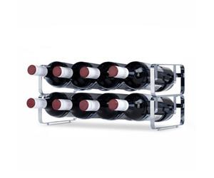 Livivo Elegant Stackable Wine Rack Silver Chrome Steel Countertop Storage Organiser Up To 8 Bottles For Kitchen Or Bar Display