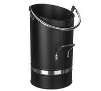 LIVIVO Ellipse Coal Bucket With Nickel Coated Handle - Powder Coated Stainless Steel - Heavy Duty Multipurpose Fireplace Coal Hod