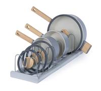 LIVIVO Expandable Pan Lid Organiser Rack Holder - 10 Adjustable Dividers - Non Slip Feet - Perfect For Pots, Pans, Chopping Board, Baking Trays - Kitchen Drawer Cupboard Organiser