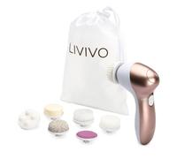 LIVIVO Facial Cleansing Brush - 7-in-1 Electric Face & Foot Exfoliator Deep Cleansing Face Scrubber - Blackhead Removal, Pore Cleansing & Exfoliating with 7 Rotating Heads (Rose Gold)