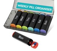 Livivo Fineway Weekly Pill Organiser 7 Day Am Pm Colour Coded Boxes With Storage Case Portable Medication Box Black