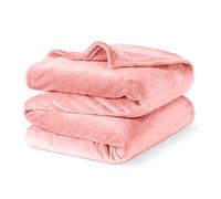 LIVIVO Flannel Fleece Blanket- Super Soft Cosy Cuddly Sofa Throw - Perfect For Bed, Sofa, Travel, Picnic & Camping - Single/Double/King (Blush Pink, King (U.K. Standard))
