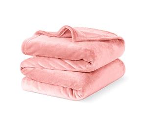 LIVIVO Flannel Fleece Blanket- Super Soft Cosy Cuddly Sofa Throw - Perfect For Bed, Sofa, Travel, Picnic & Camping - Single/Double/King (Blush Pink, King (U.K. Standard))