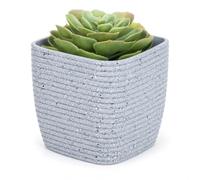 LIVIVO Flower and Plant Pot with Stripe Design for Indoor or Outdoor Use, Hard Wearing Durable 12cm Diameter Plastic with Wave Design (1, Grey)