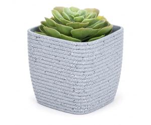 LIVIVO Flower and Plant Pot with Stripe Design for Indoor or Outdoor Use, Hard Wearing Durable 12cm Diameter Plastic with Wave Design (1, Grey)