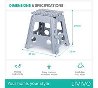 Livivo Foldable Step Stool Grey Lightweight Compact Design