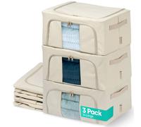Livivo Foldable Storage Bags 3 Pack Xl Steel Frame Clear Window Stackable Underbed Wardrobe Organiser