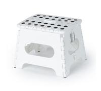 LIVIVO 9" Folding Step Stool - Lightweight Foldable Step Stool for Adults and Kids, 150kg Capacity Folding Stool with Carry Handle for Easy Storage, Small Foldable Stool for Kitchen, Bathroom - White