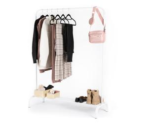 LIVIVO Freestanding Clothes Rail White Garment Hanger with Shoe Rack